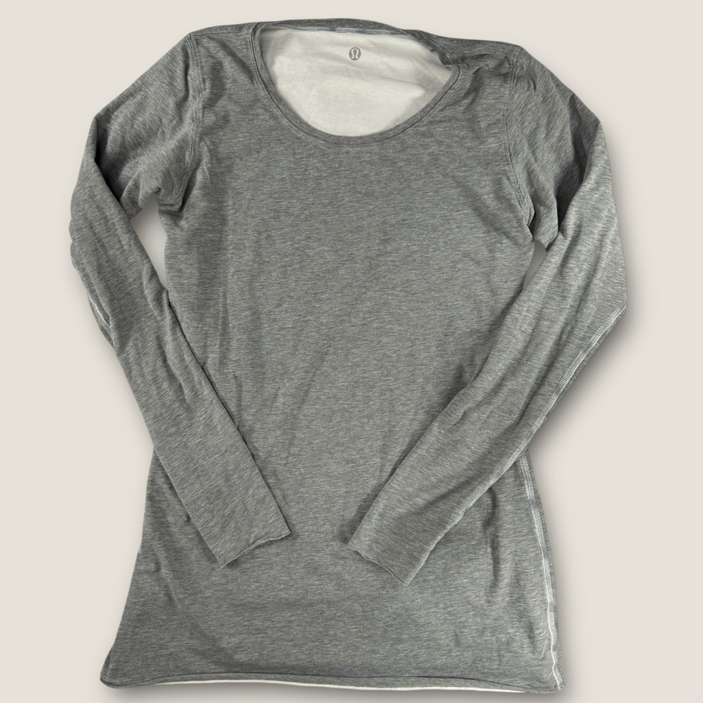 Lululemon Men's 5 Year Basic Long Sleeve Shirt Grey Heather Crew Neck Size S